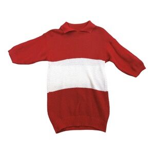 Vintage The Fox Collection Red & White Knit Sweater • Made in USA • Medium‎
